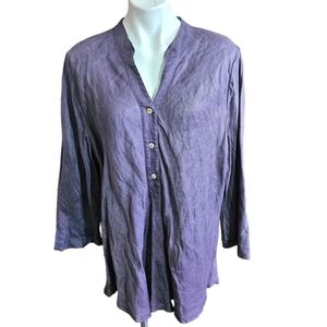 Soft surroundings Split neck Linen tunic Gray Size 2X